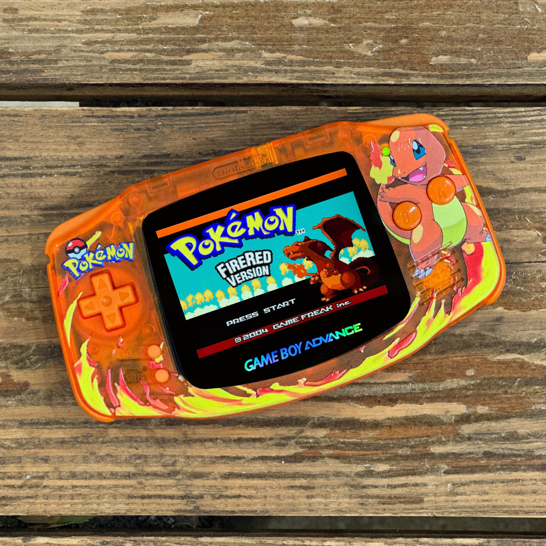 Nintendo Game Boy Advance GBA 3.0 M2 IPS UV Pokemon CHARMANDER USB-C Battery