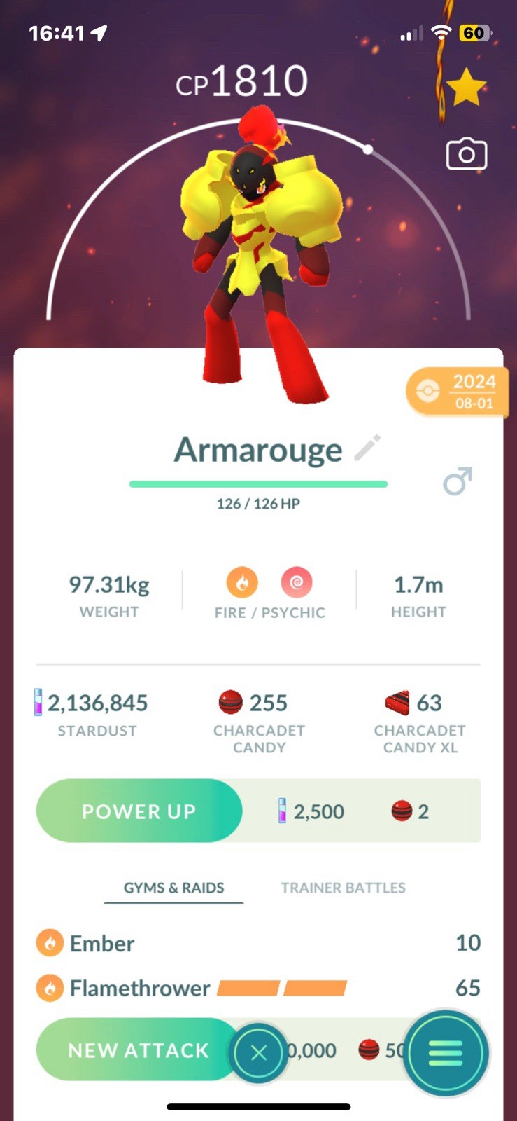 ⭐️Pokemon Go ⭐️#936 Armarouge ( Charcadet Evolution )*Eggs Exclusive* XTRA RARE*