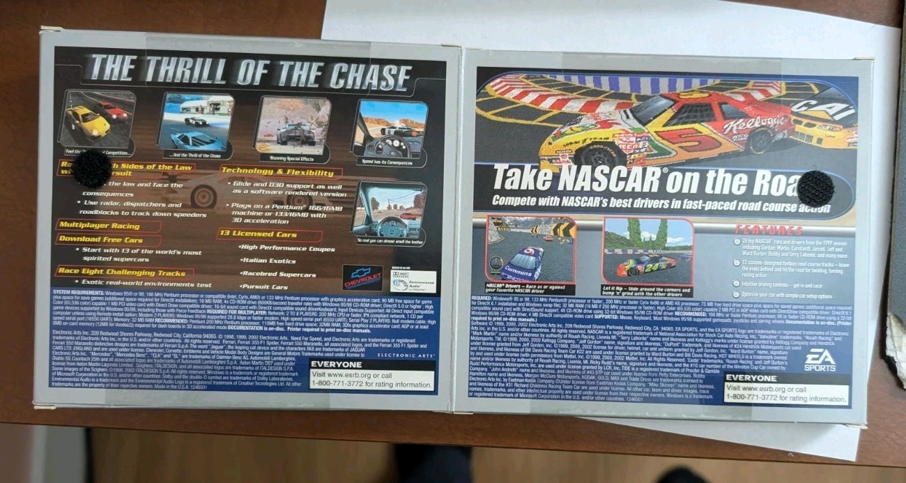 VINTAGE PC Game Bundle Big Box EA Sports 2-Pack Need for Speed III 3 Hot Pursuit