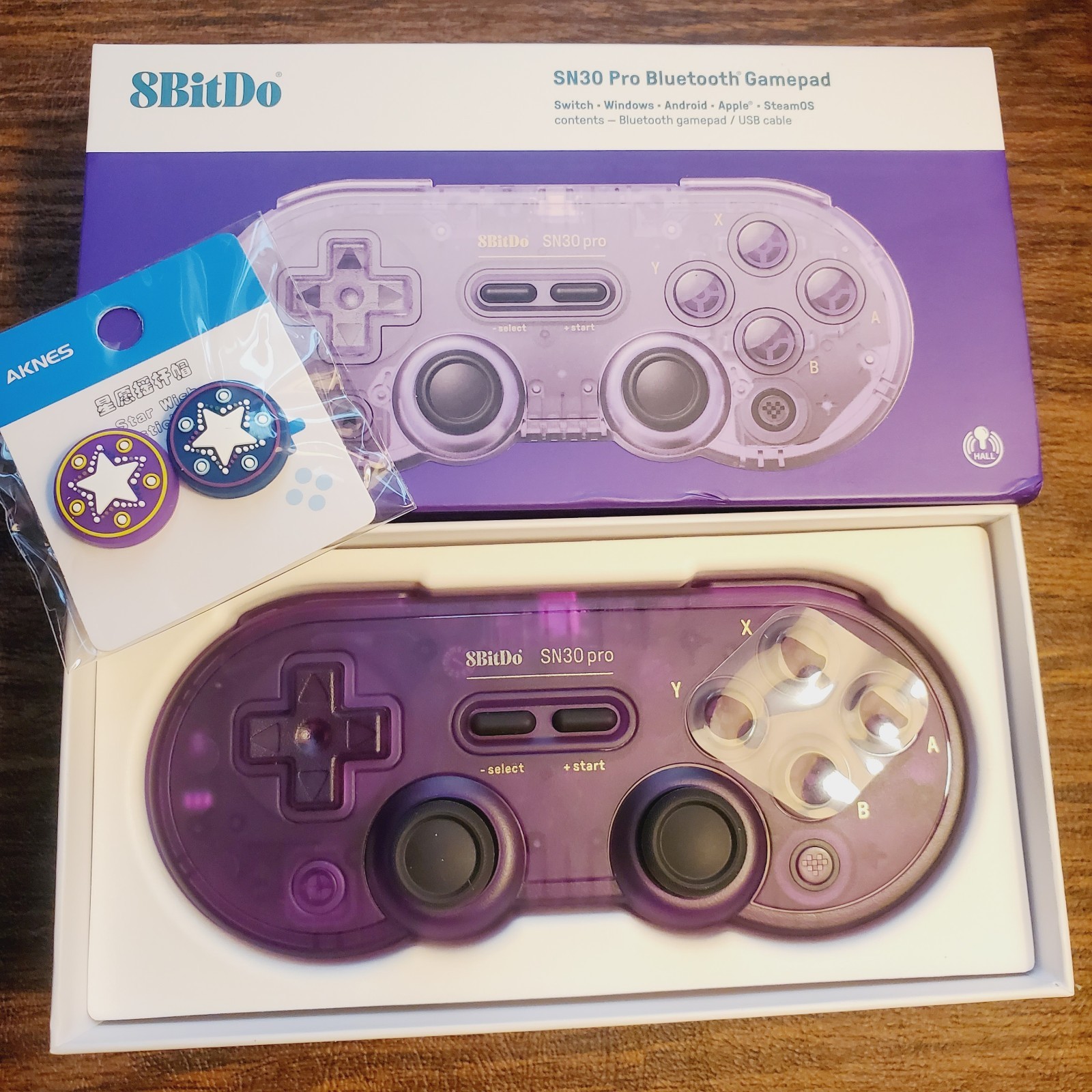 8BitDo SN30 Wireless Gamepad for Switch, Android, PC, Steam, Apple, Pi -PURPLE