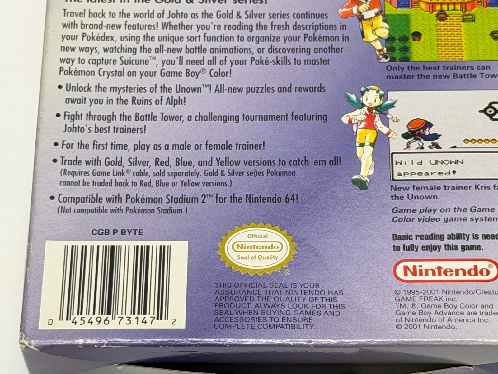 Pokemon Crystal Version (Nintendo Game Boy Color) Complete in se{ies ERROR Box