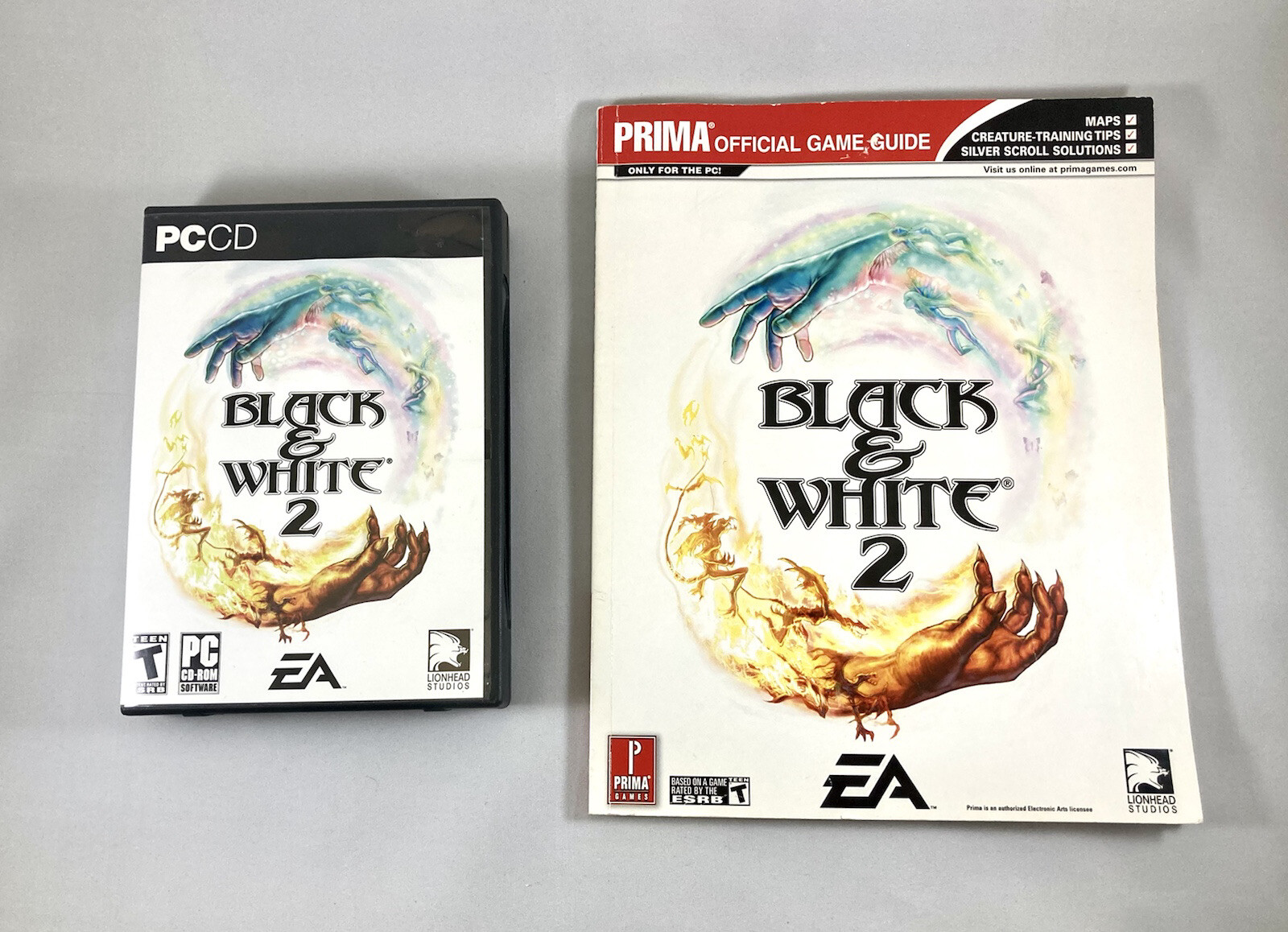 Black & White 2, PC, 4-CD Set, 2005, CIB w manual AND Prima Official Game Guide
