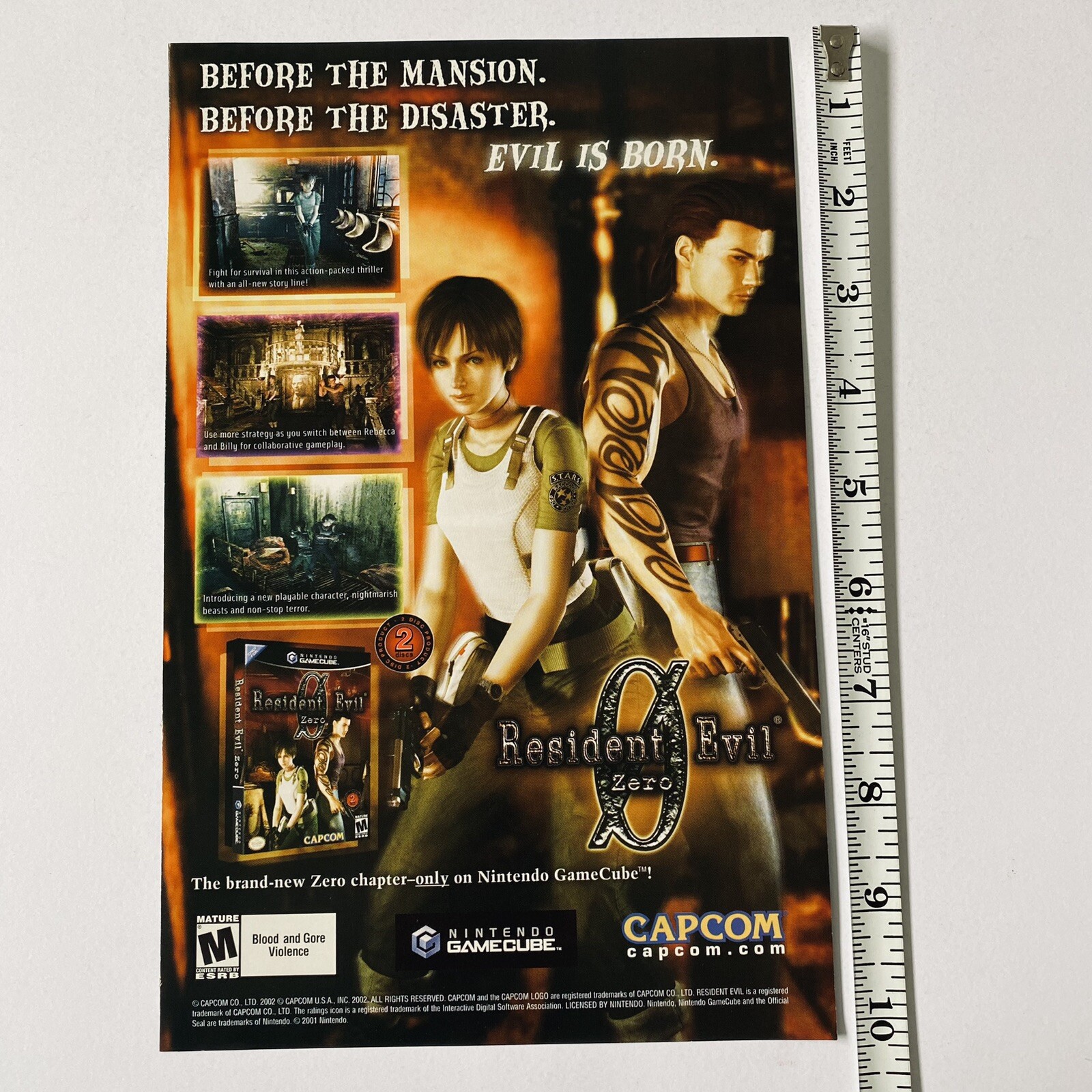 Resident Evil Nintendo GameCube Game Promo Poster Capcom 2000s Rare Print Ad