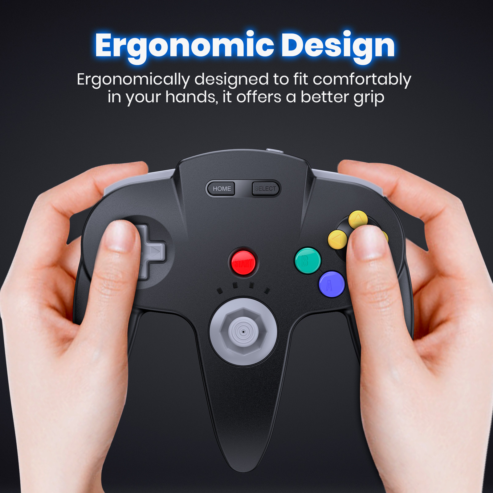 2.4 GHz Wireless N64 Controller Rechargeable For N64 Console, Built-in Rumble