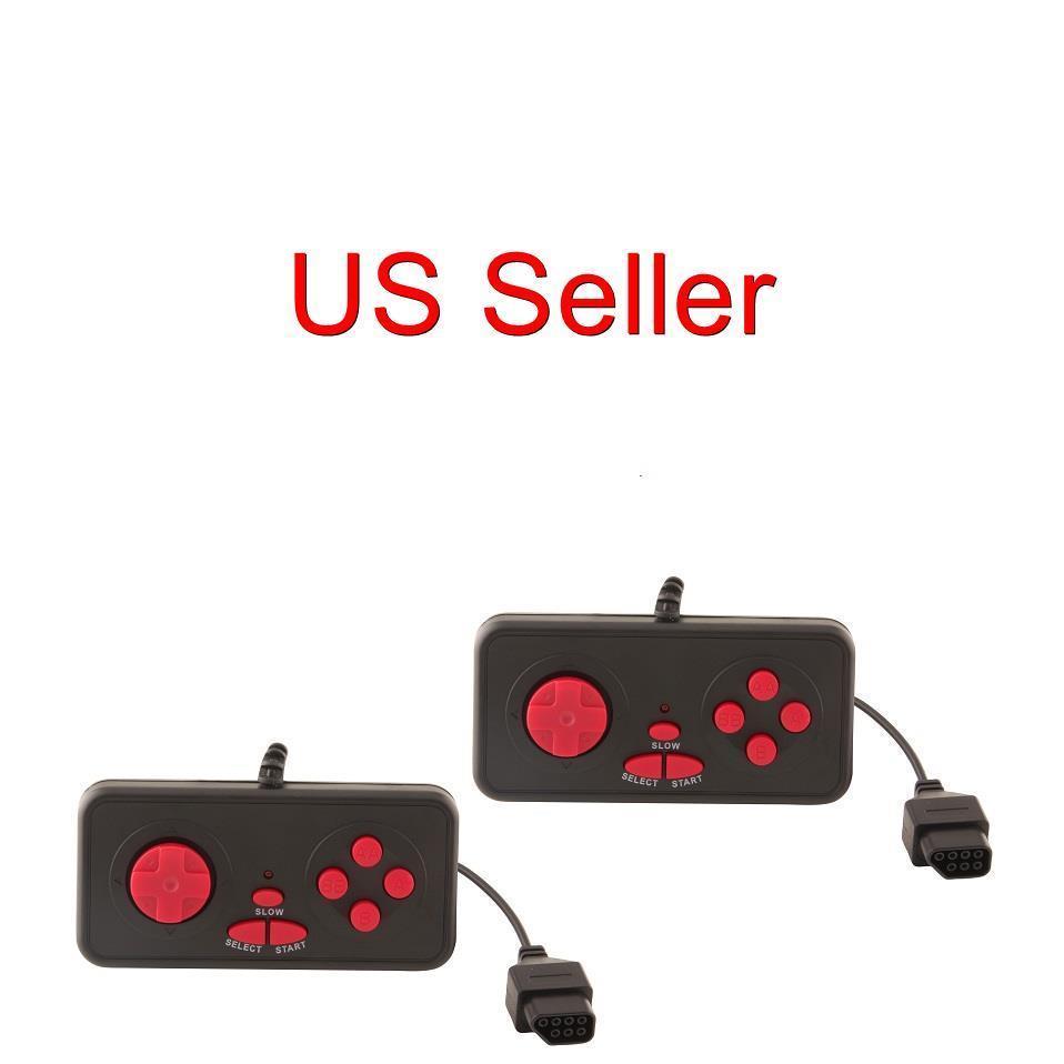 2X NES Controller Retro Entertainment Top Loader Red-Black Controllers ONLY