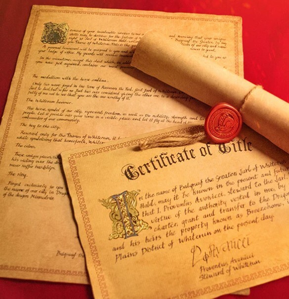 The Elder Scrolls Whiterun Honorary Citizen Chest Key Necklace Banner Map Bundle