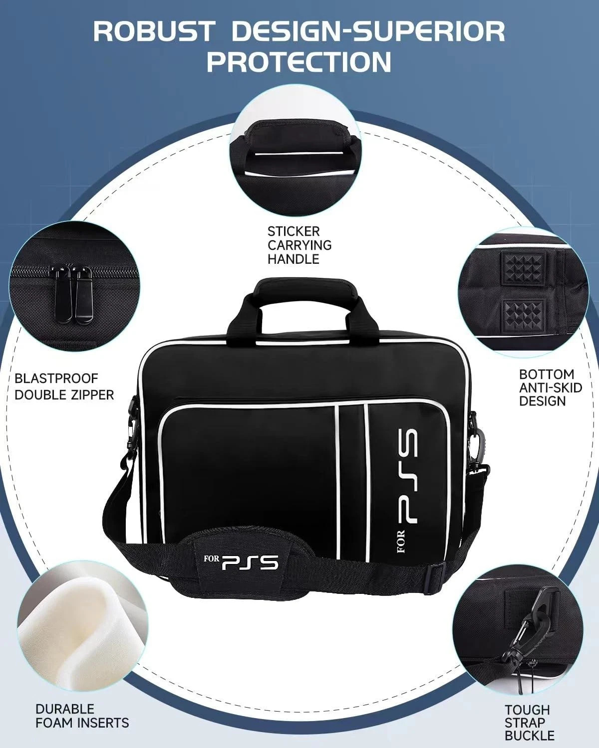 Ps5 Travel Case, Protective Bag for Console, Controllers, Games & Headset