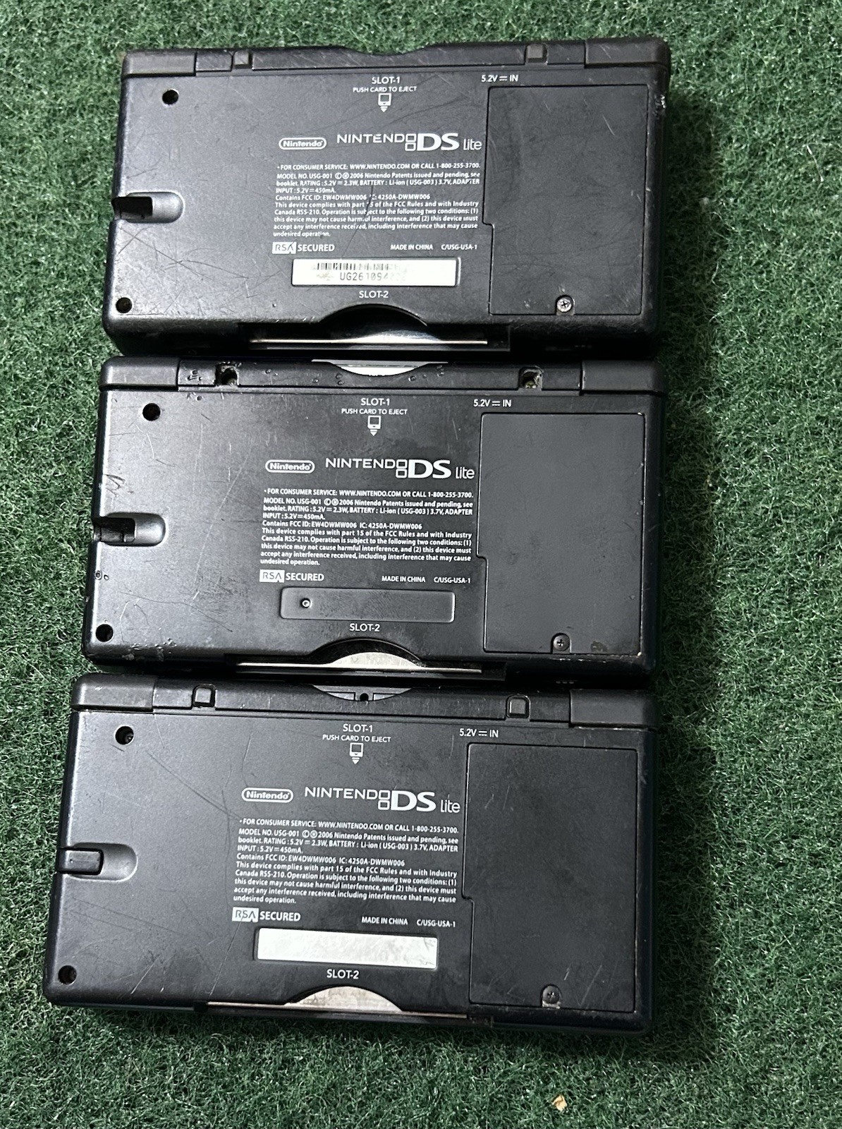 (3)Nintendo DS Lite Handheld Systems Cobalt/Black, Working, CHARGER Not Included