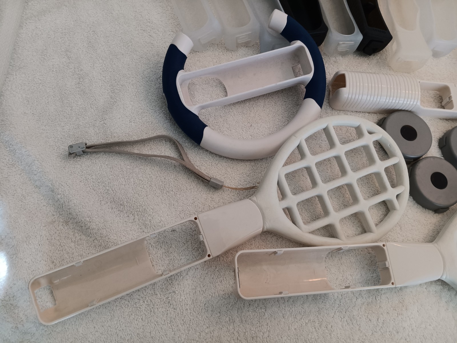 Lot of Nintendo Wii Accessories Chargers Wiimote Covers Steering Wheel Sports