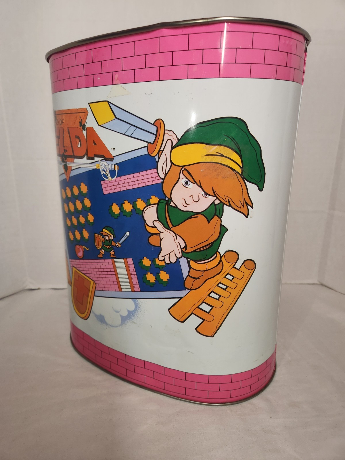 Vintage Rare 1988 Nintendo Legend of Zelda Metal Garbage / Collectible Trash Can