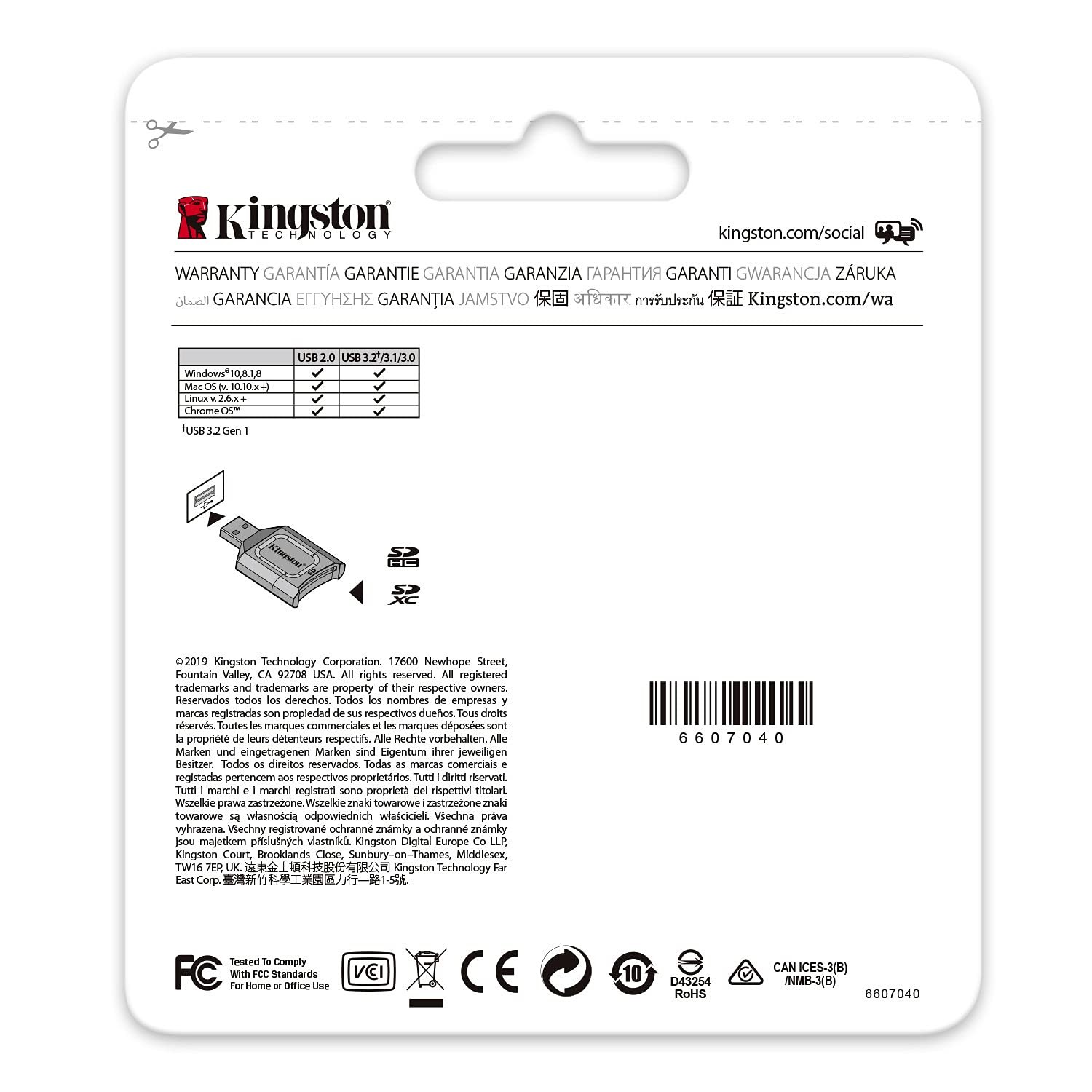 Kingston MobileLite Plus USB 3.2 SDHC/SDXC UHS-II Card Reader Standard, Black
