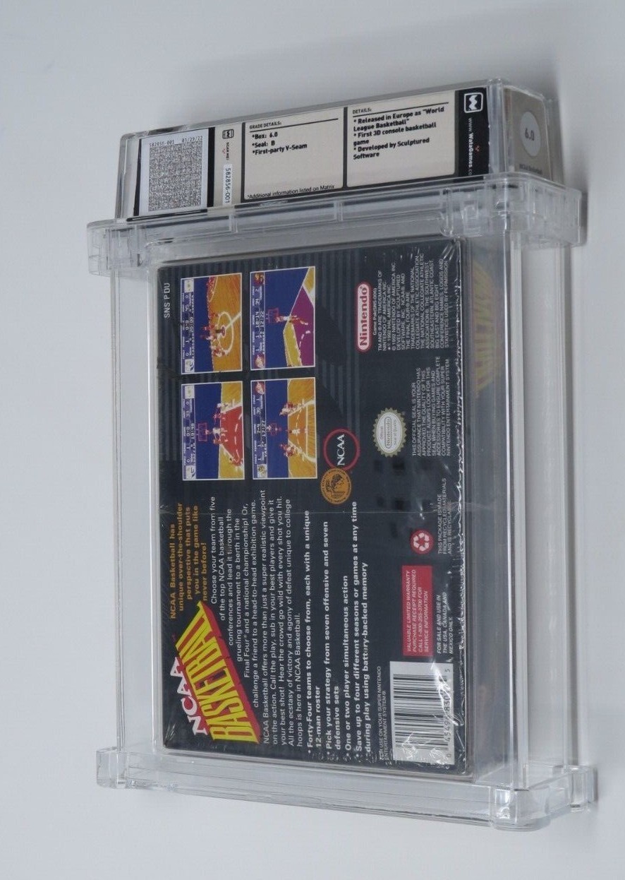 New NCAA Basketball Super Nintendo Factory Sealed Video Game! Wata Graded 1992