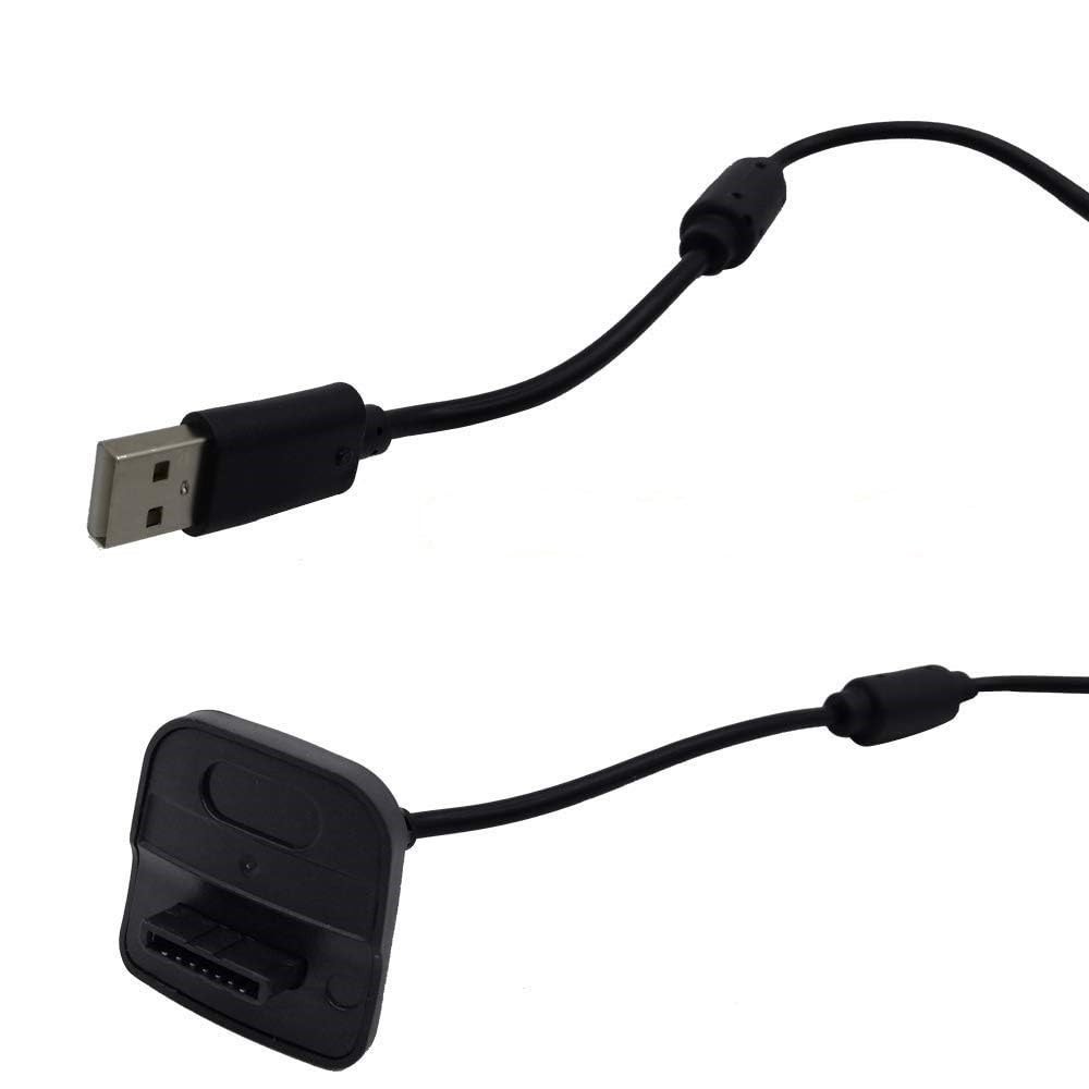 USB Charging Cable Replacement Charger For Xbox 360 Black Wireless Controller