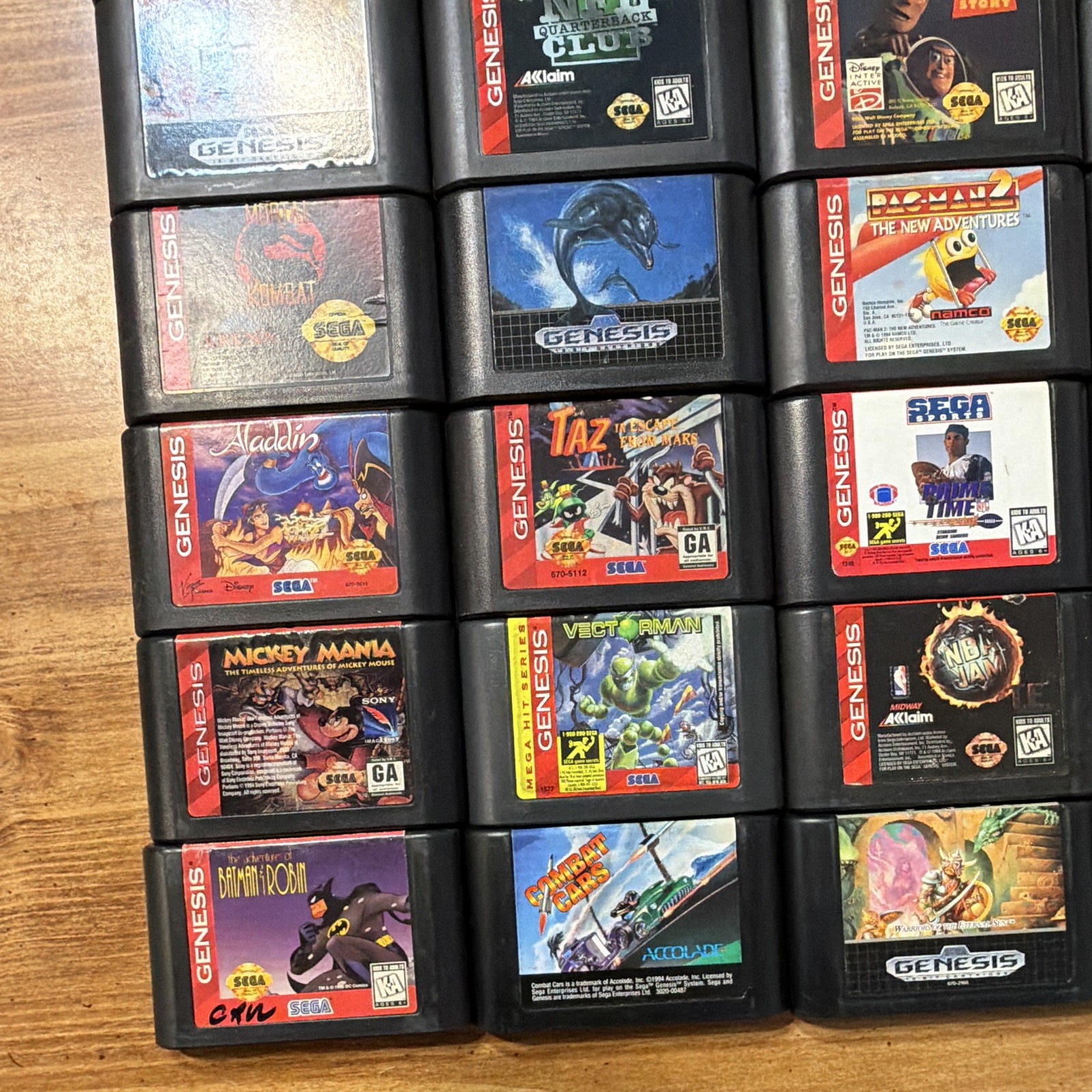 Sega Genesis Mixed Game Lot Sonic 3 Pac-Man 2 Toy Story Madden 95 Aladdin