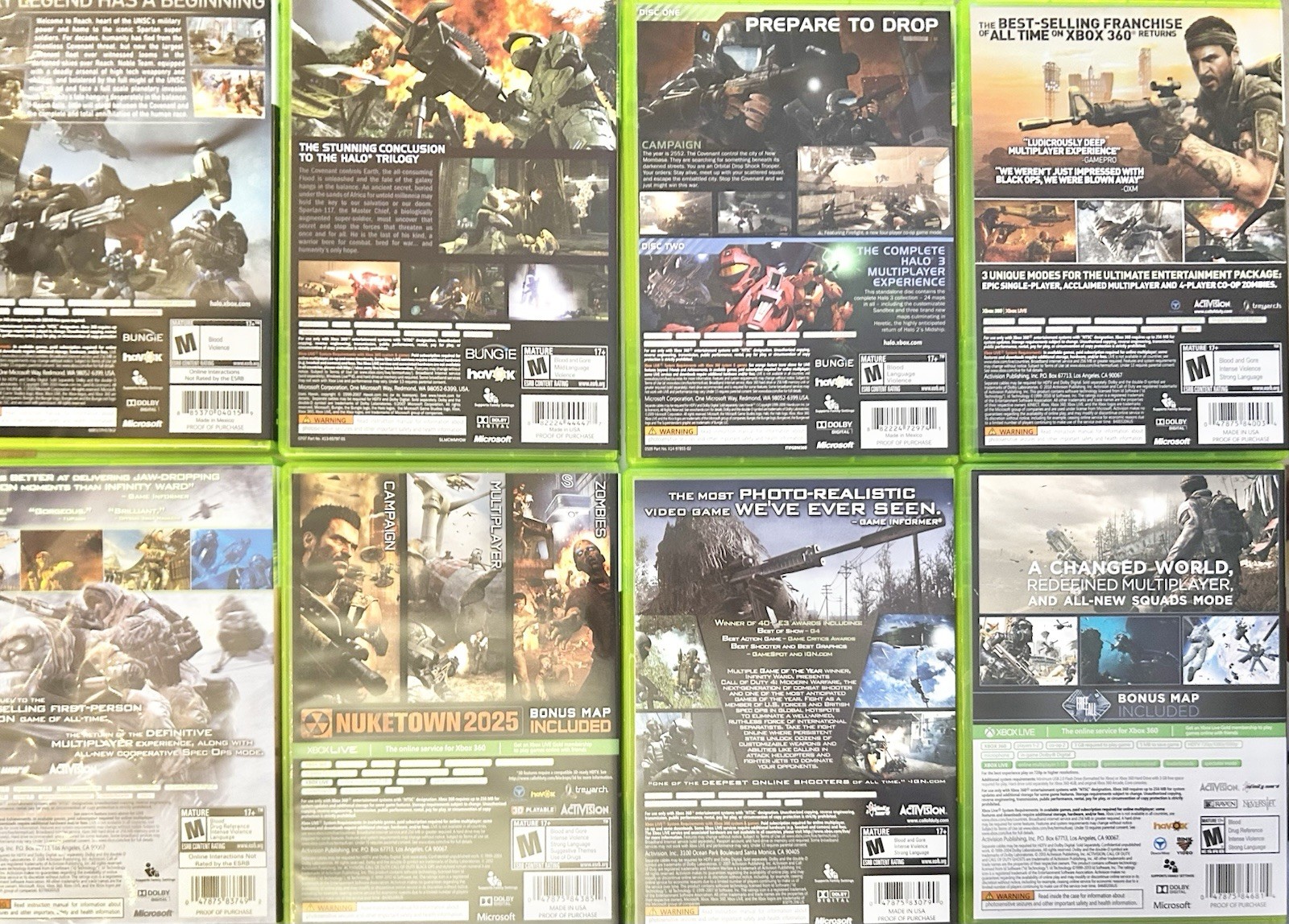 Microsoft Xbox 360 8-Game Lot Halo Reach/3/ODST & COD 4 MW/BO/BO2/Ghosts