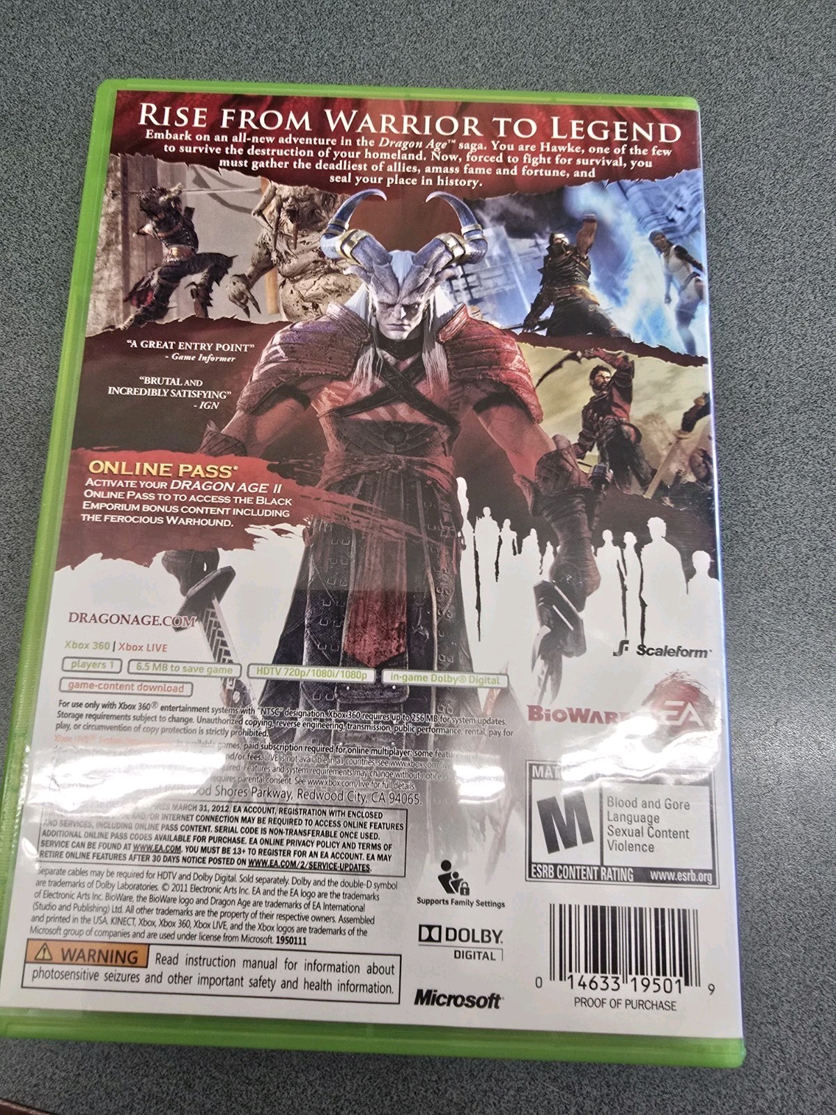 Dragon Age II 2 (Microsoft , 2011) , Xbox 360 Game Bioware Complete In Box