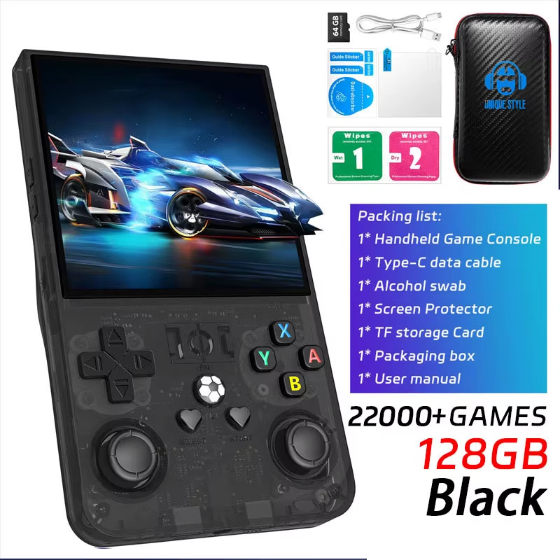 R36MAX Retro Handheld Game Console with 128GB Games and 4.0″ IPS Screen