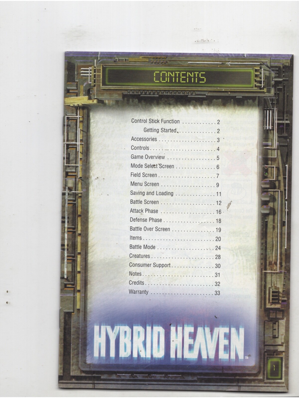 Hybrid Heaven Nintendo 64 N64 COVERLESS MANUAL ONLY Authentic NO TRACKINzG