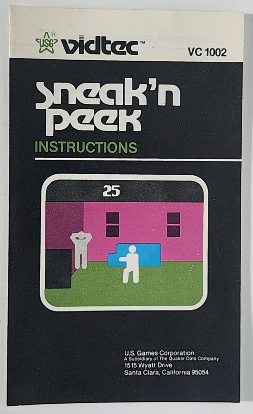 Sneak’n Peek Atari 2600 Manual 1982 VG+ Vidtec US Games Hide Seek Retro Game