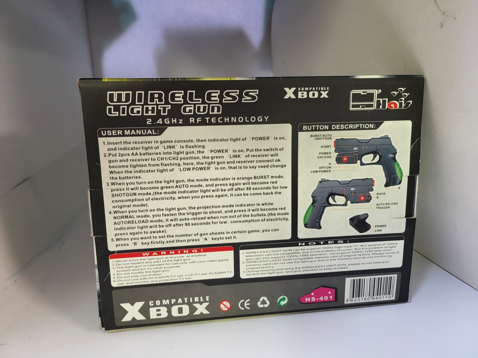 WIRELESS Light Gun Shotgun Auto Reload for Original XBOX FOR CRT TUBE TYPE TV