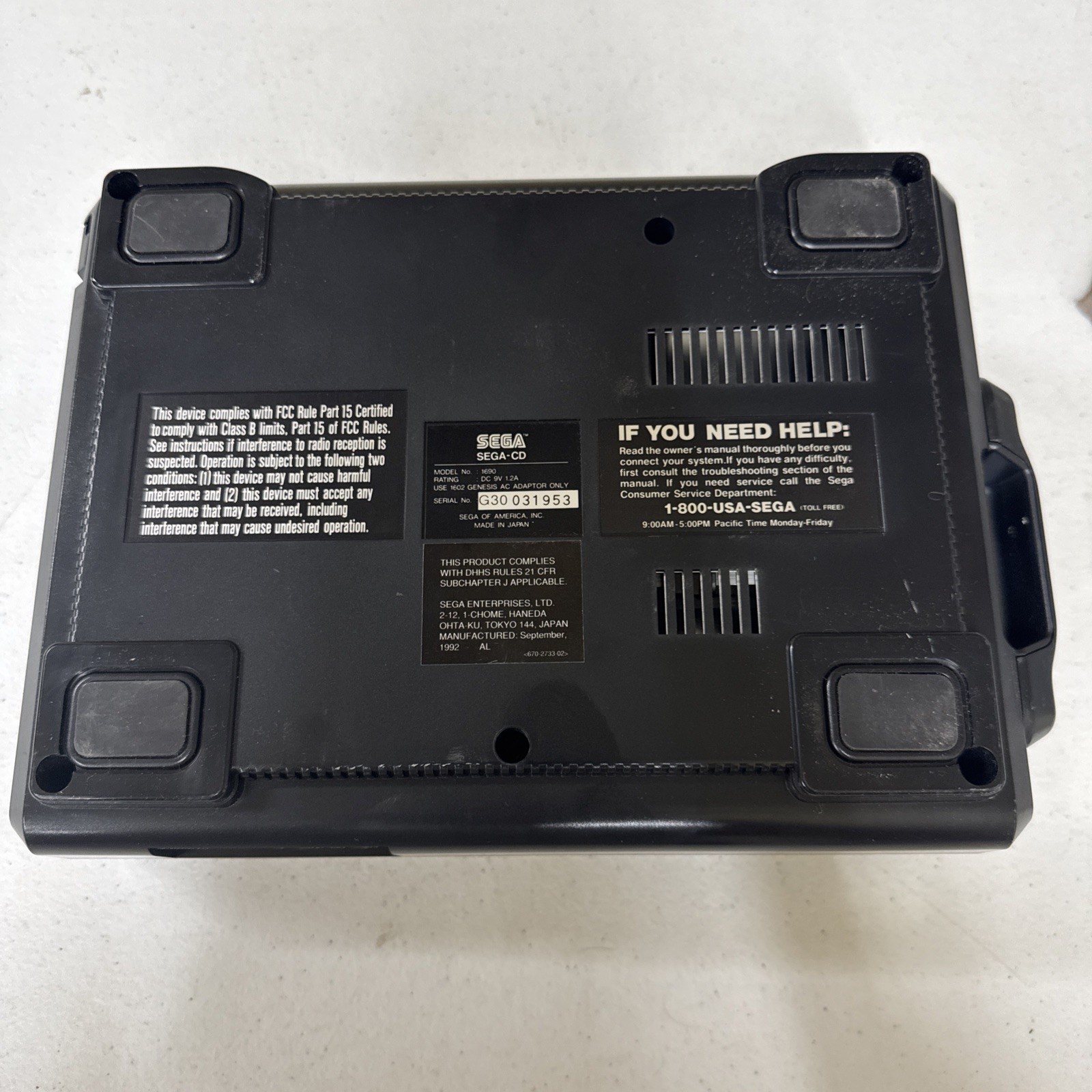 Sega CD Model 1 Genesis Attachment Console System ***NOT WORKING***