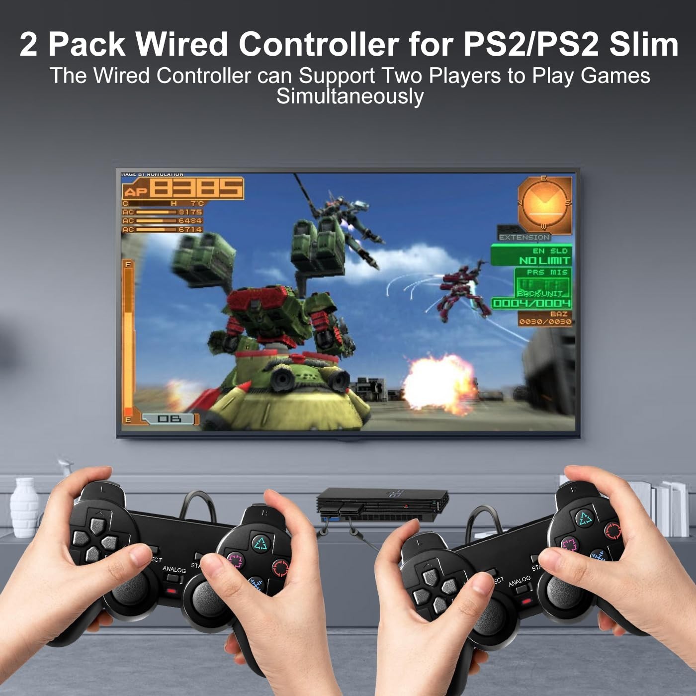 PS2 Controller, 2 Packs Wired Controller Compatible with PS2/PS2 Slim/PS1, PS…