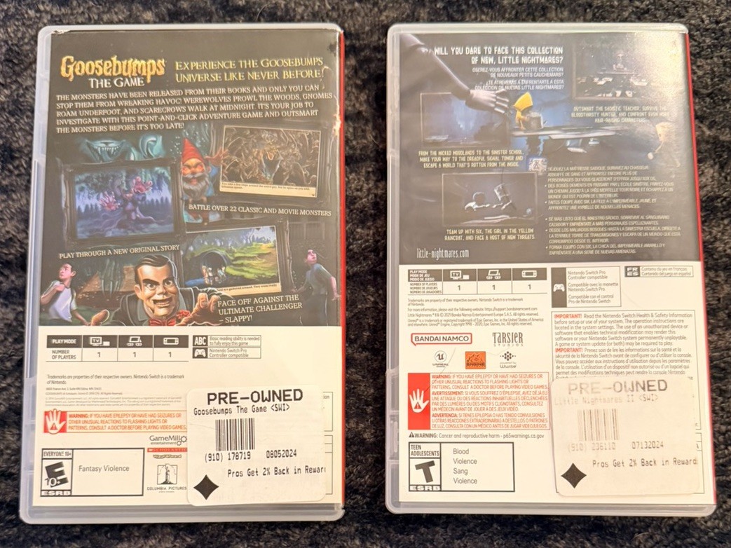 Lot of (2) Nintendo Switch Games Goosebumps The Game & Little Nightmares II