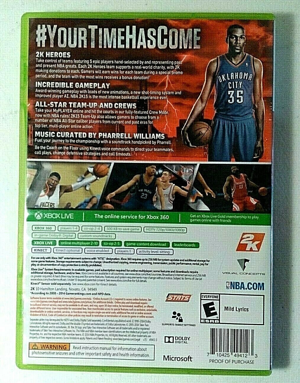 XBOX 360 Game – NBA 2K 15 – Kevin Durant #35, better with Kinect