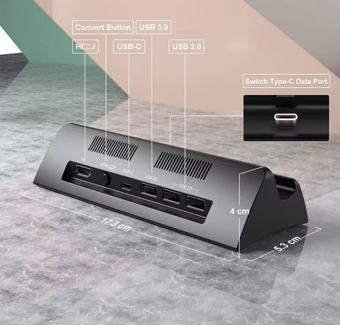 Portable Dock Station Nintendo Switch Type C to HDMI TV Charging Dock Station US