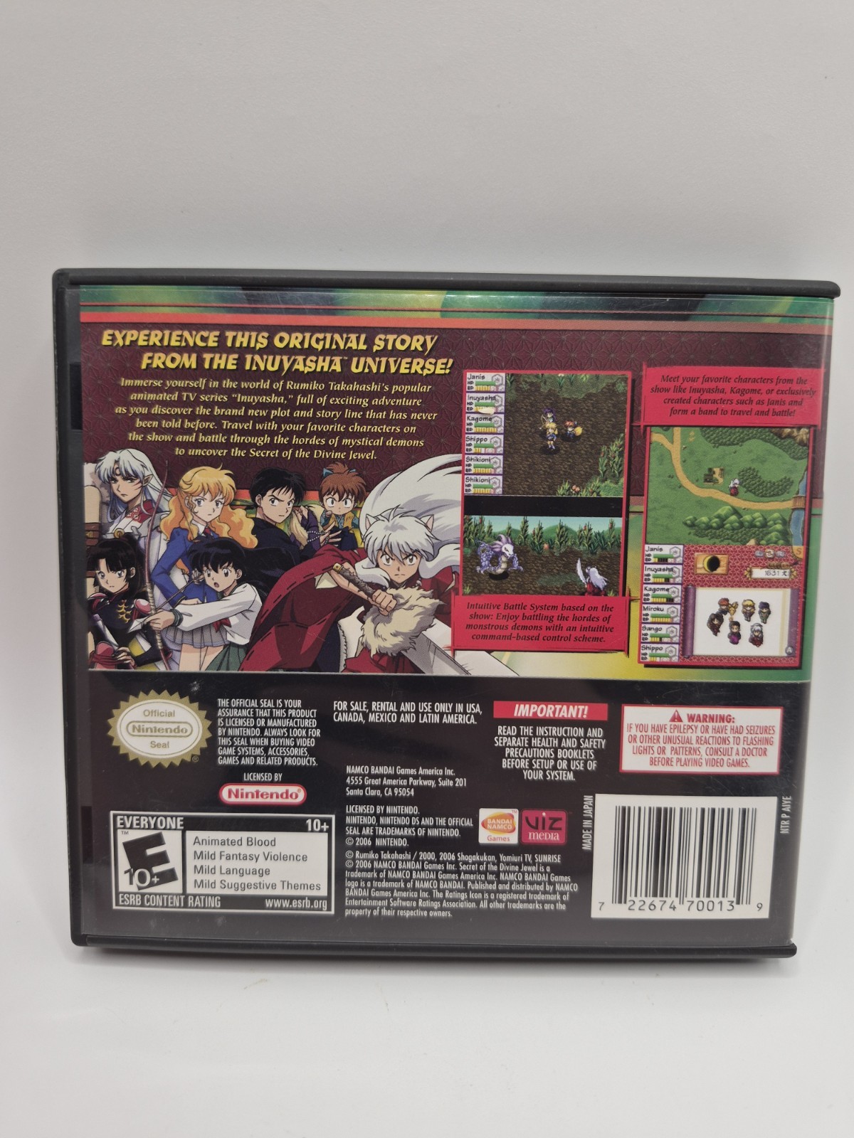 Inuyasha: Secret of the Divine Jewel (Nintendo DS, 2007) CIB W/ Manual Inserts