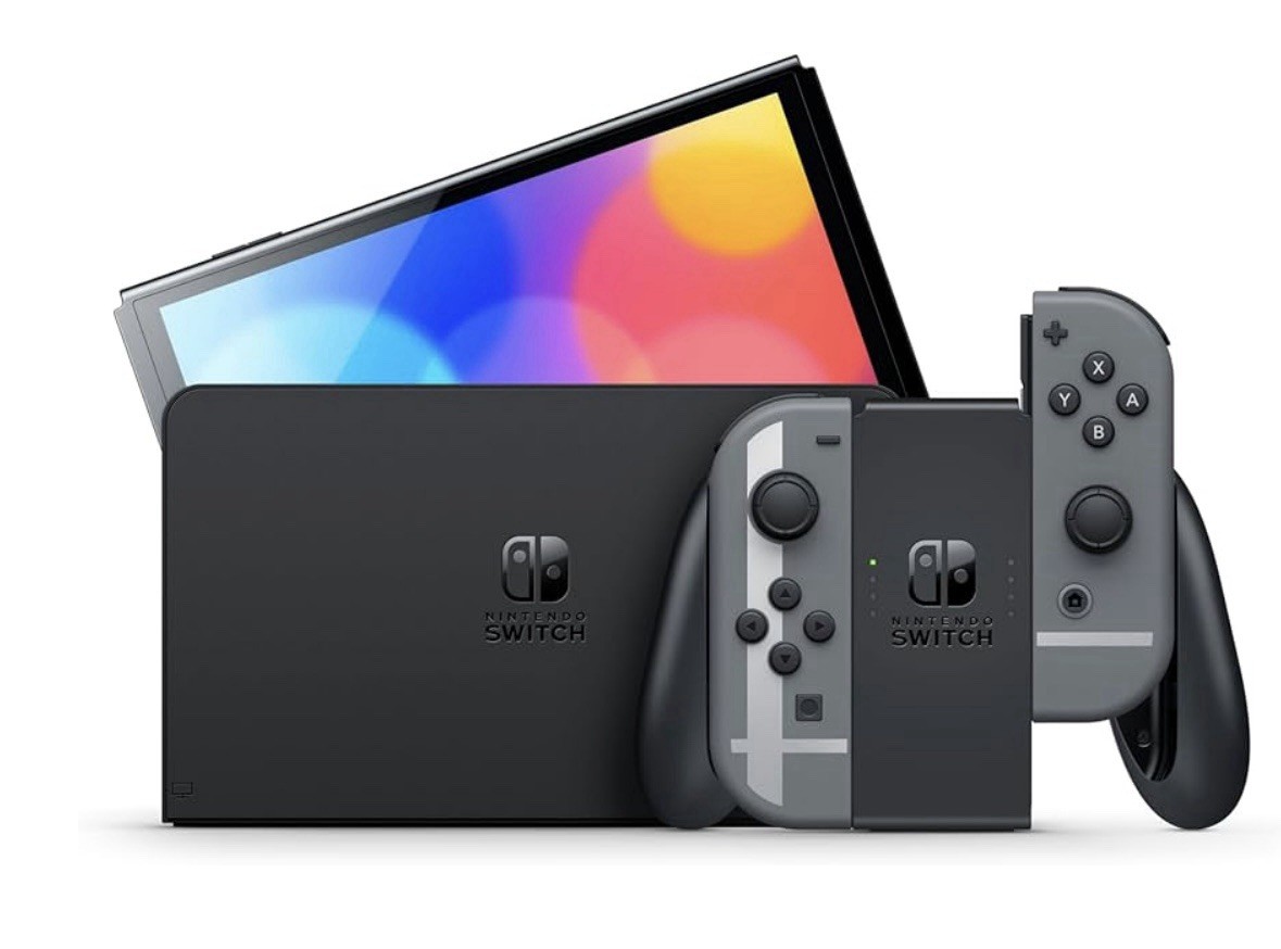 Nintendo Switch (OLED Model) Super Smash Bros. Bundle 64GB Console – Gray