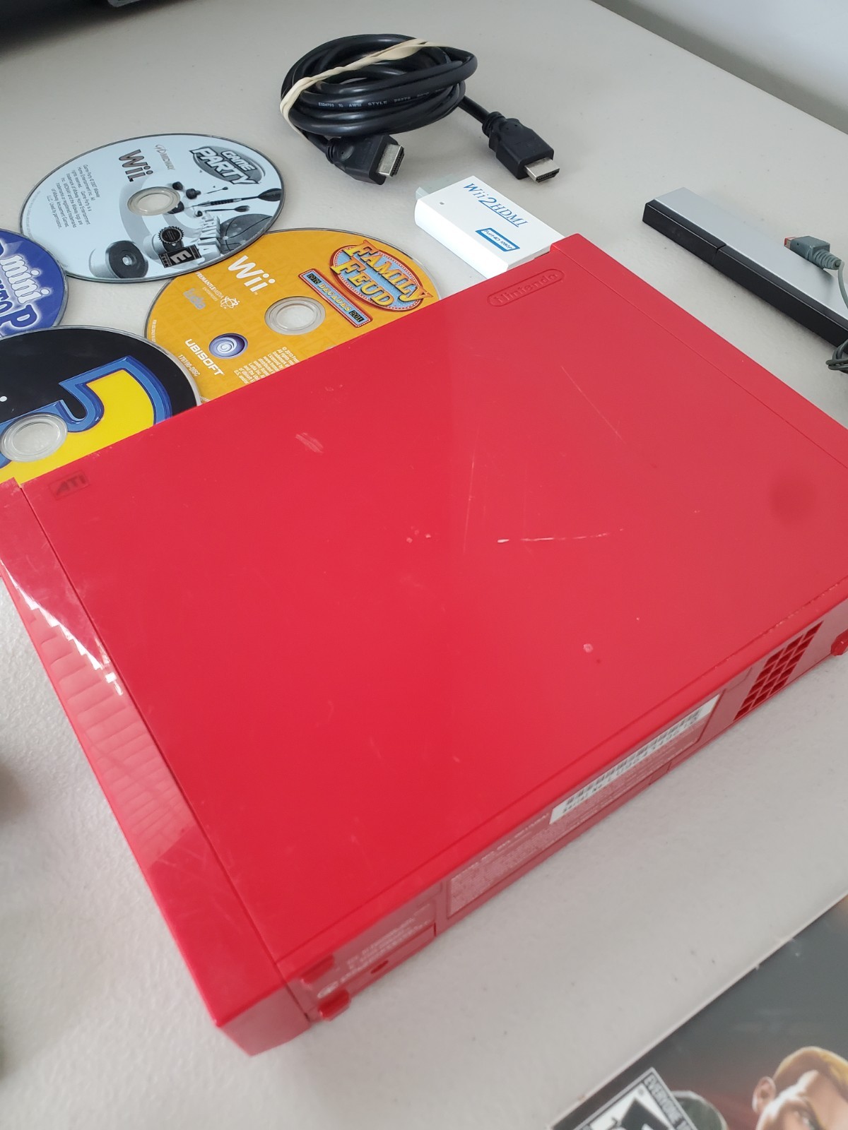 Nintendo Wii Console Gaming System RVL-001 Red w/ Games Controller Nunchuck