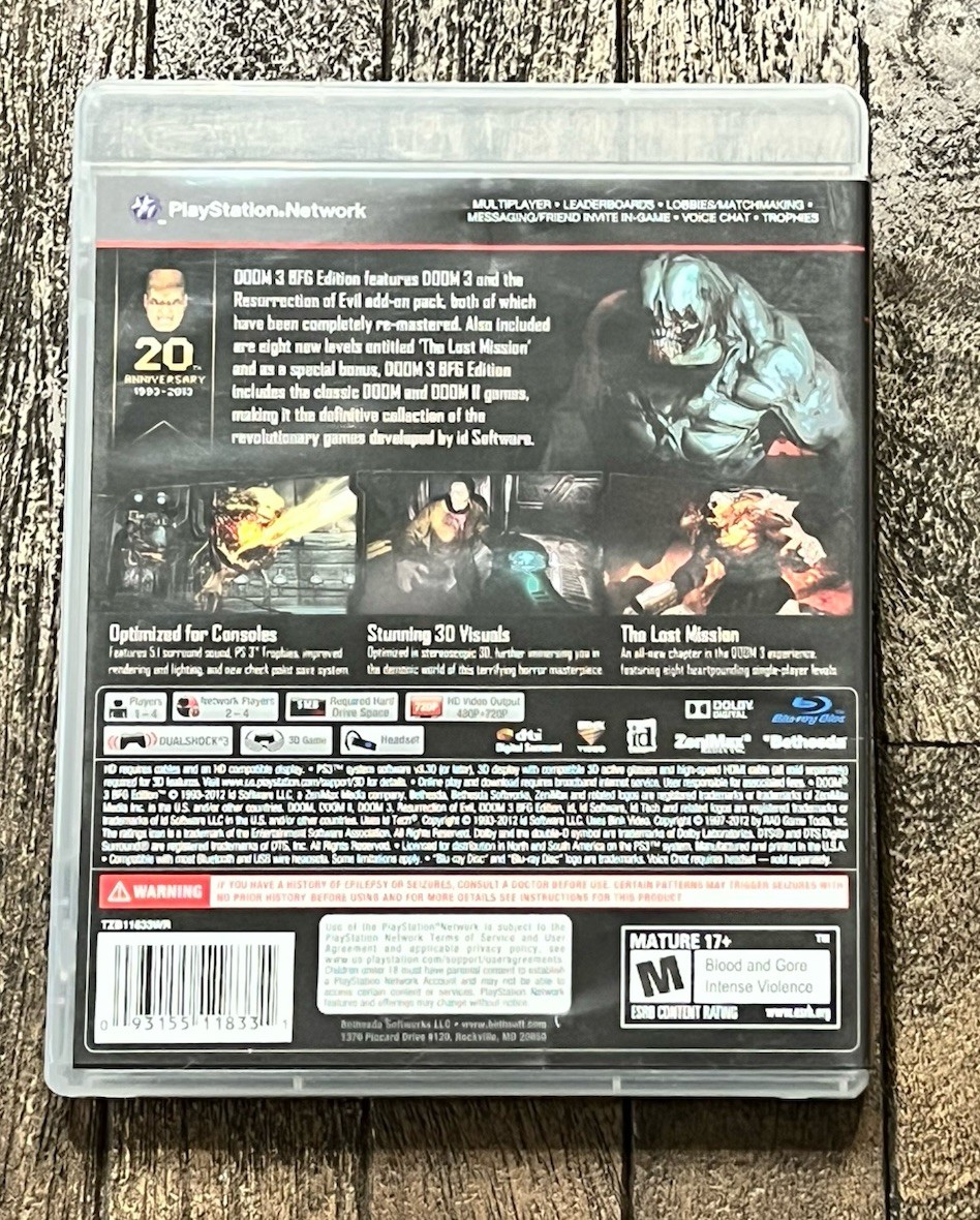Doom 3 BFG Edition (Sony PlayStation 3, PS3) Complete CIB – Tested