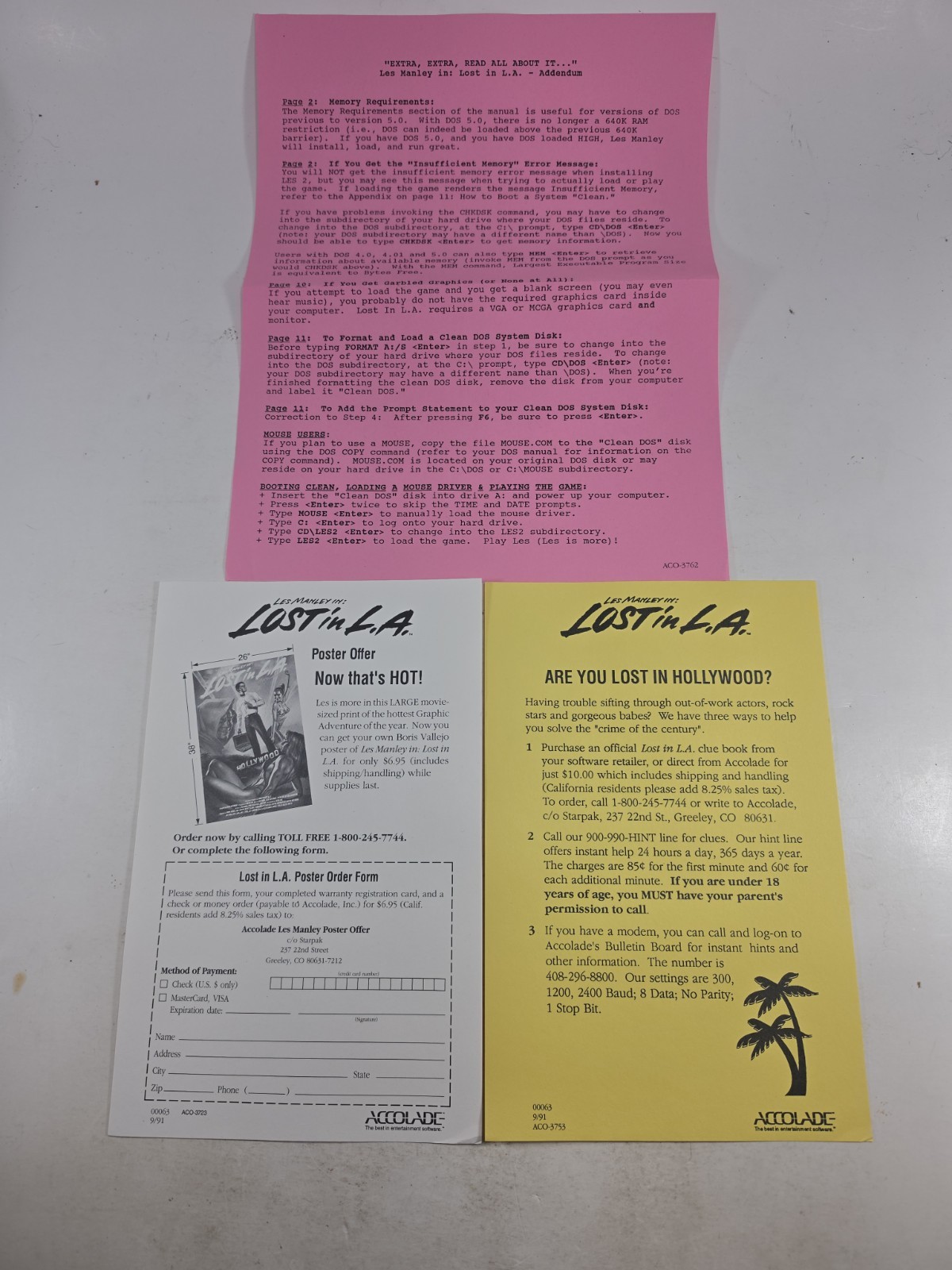 Les Manley In: Lost In L.A. (1991 MS-Dos 3.5″) Accolade – Complete
