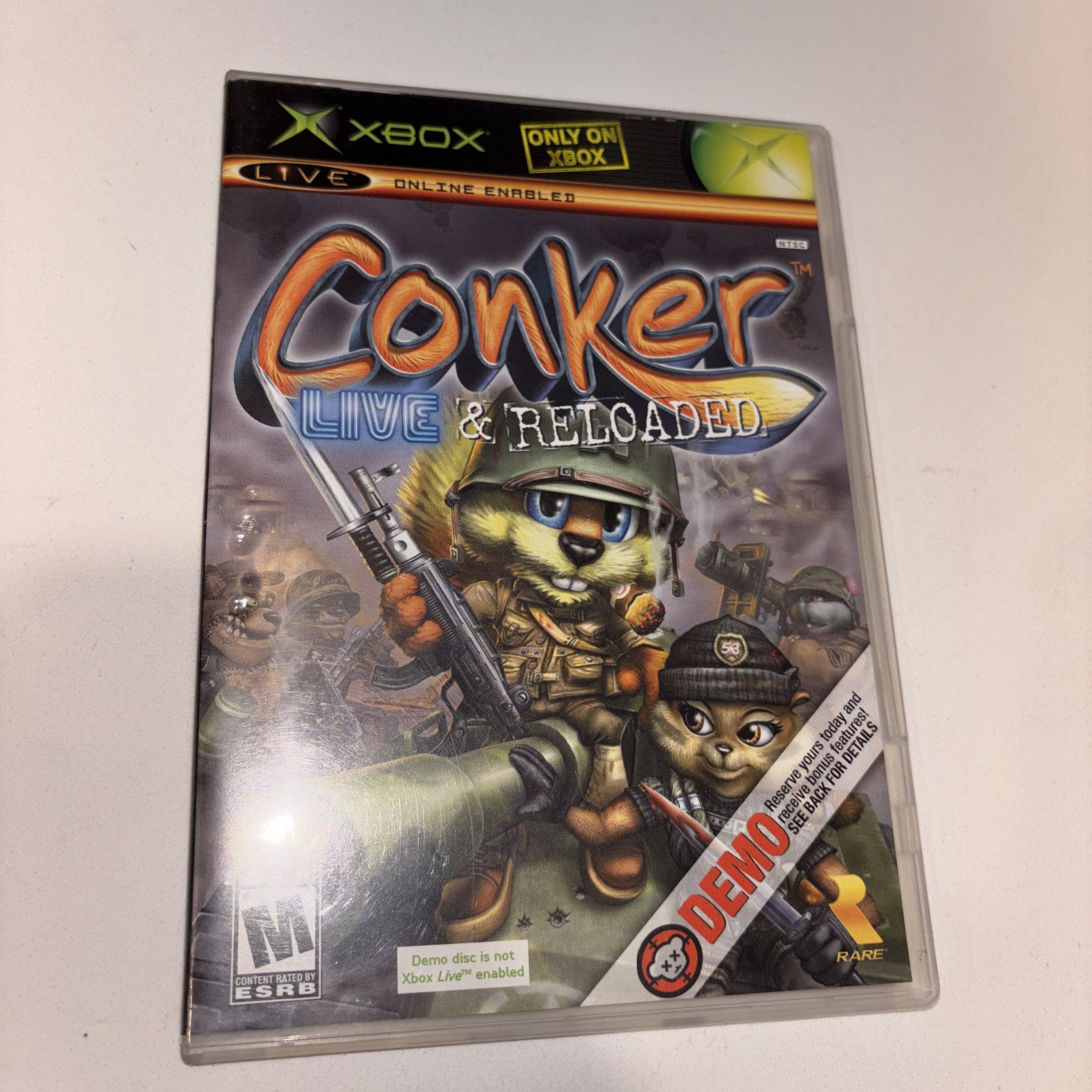 Conker Live & Reloaded Demo Disc Xbox CIB Clear Case Pre-Order Retail Variant