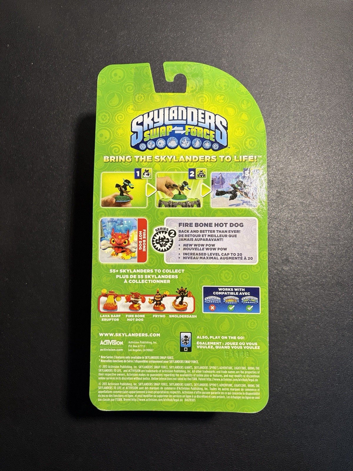 Skylanders Swap Force Crystal Clear Fire Bone Hot Dog Red Chase Variant – New