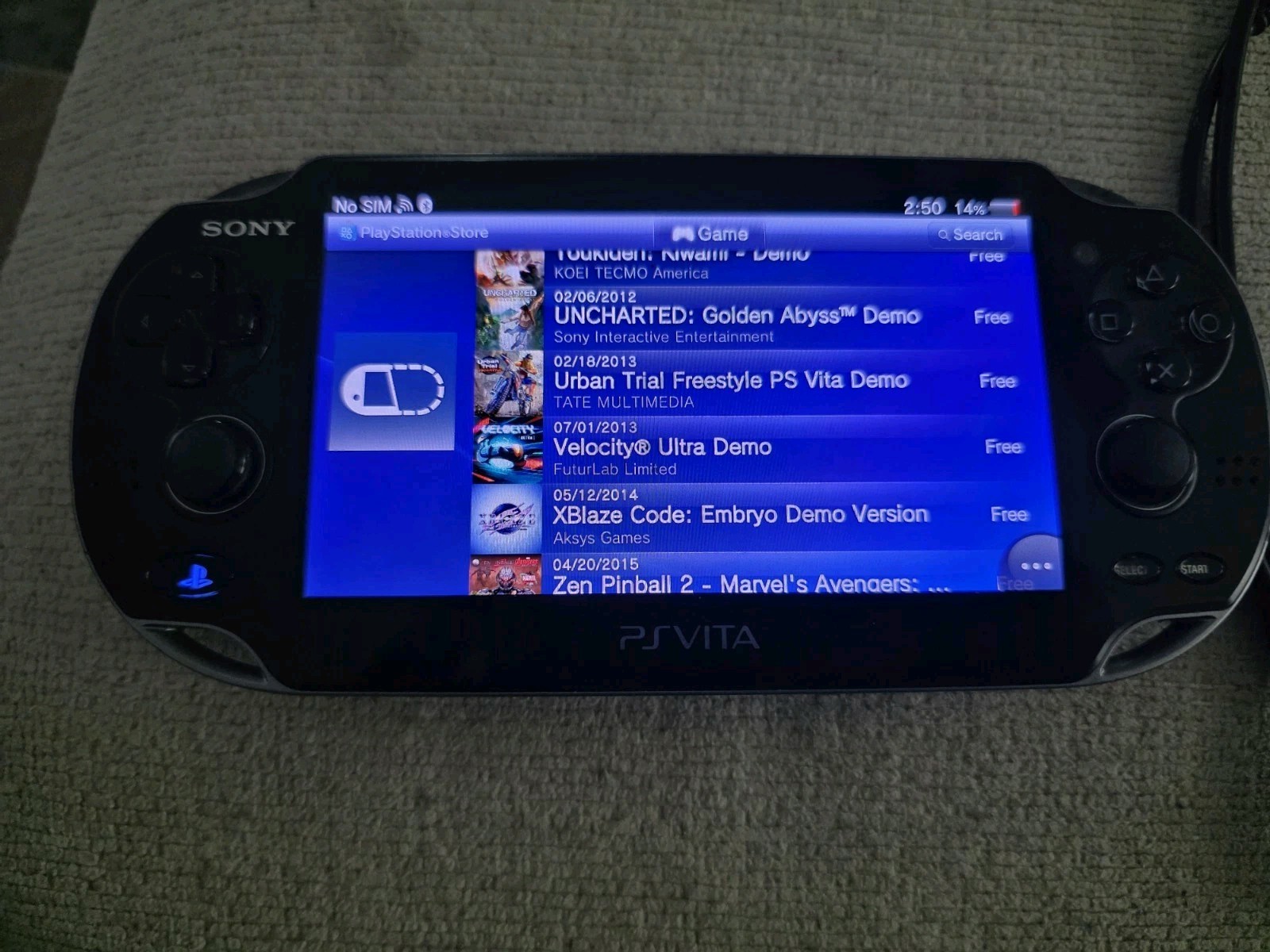 Sony Ps Vita PCH-1100 Crystal Black Model Console And Charger TESTED