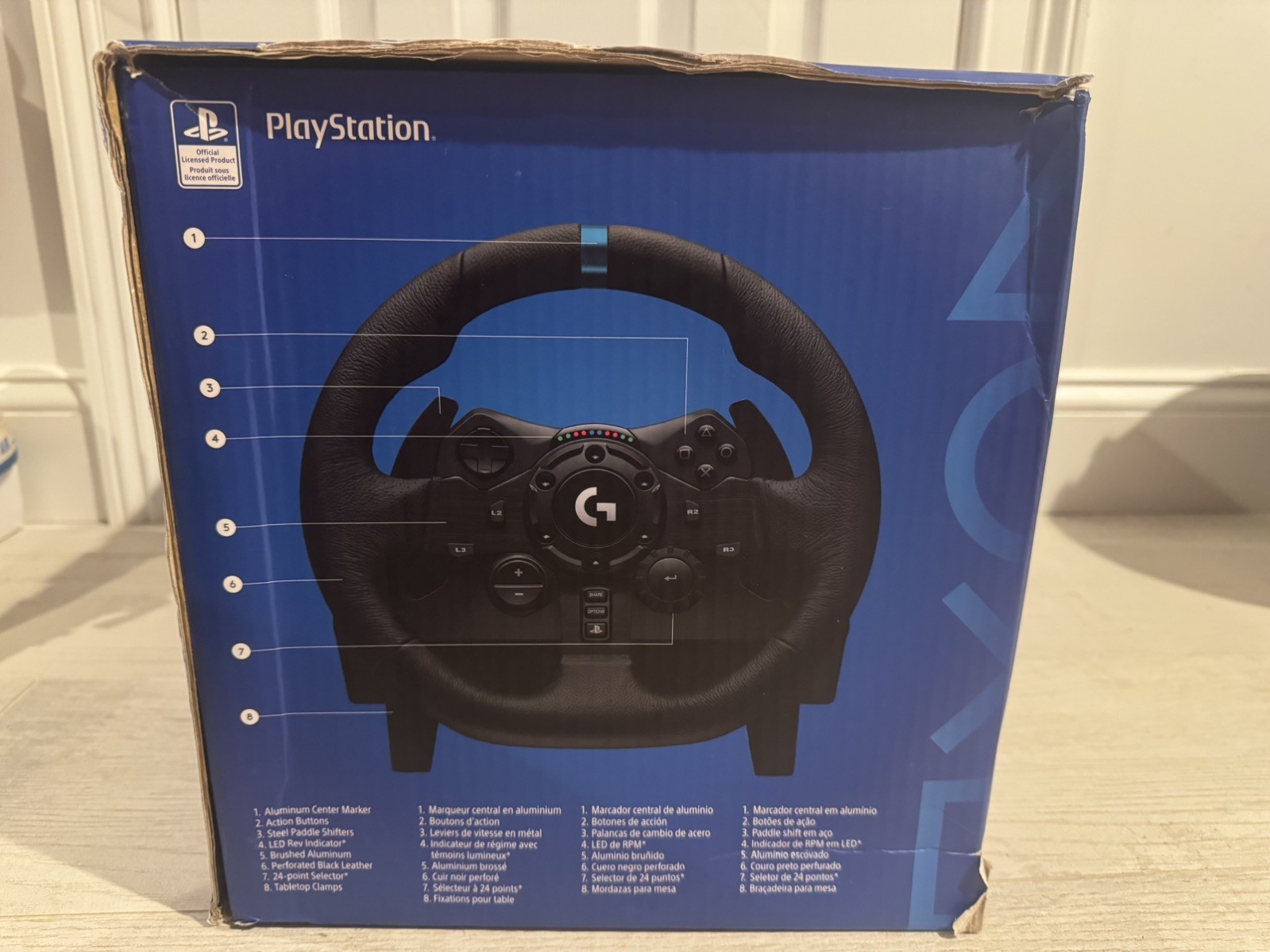 Logitech G923 Racing Wheel and Pedals – Black (DAMAGED BOX BUT NEVER USED).