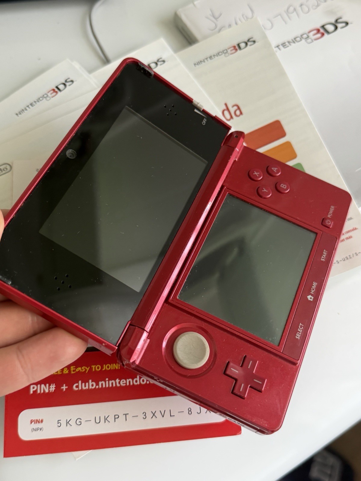 Nintendo 3DS CTR-001 Handheld Gaming Console Flame Red Charger Games SD Tested