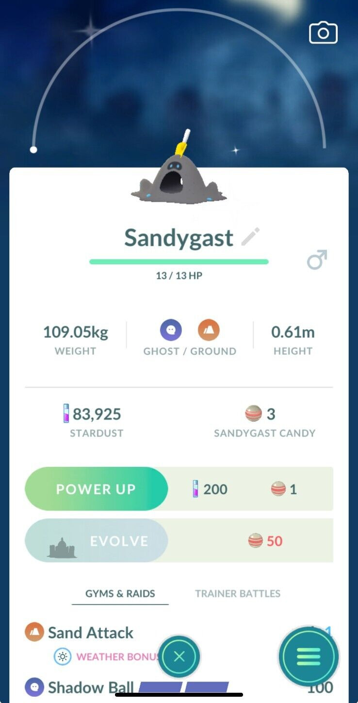 Shiny Sandygast – Trade 20kstardust – Registered shiny Sandygast require