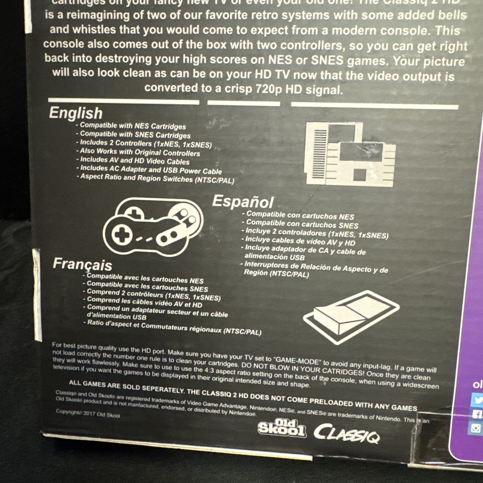 Classiq 2 HD 720p Twin Video Game System Grey/Purple for SNES/NES *OLD SKOOL*