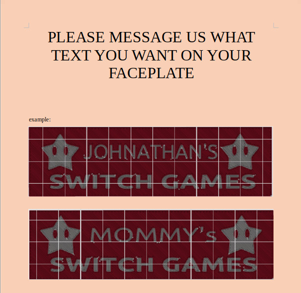 Nintendo Switch Game Case Holder / Stand – Custom Text on Swappable Face Plate