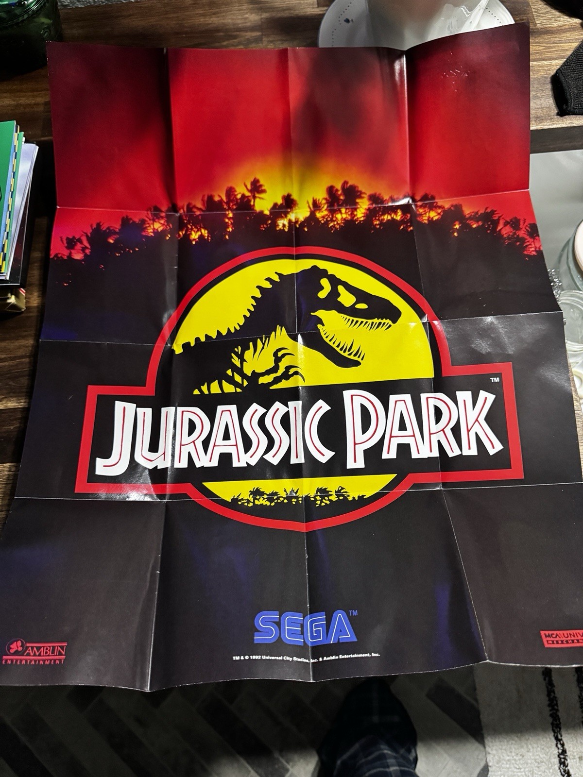 Jurassic Park Sega Genesis Welcome to the Next Level Poster Fold Out Insert 1992