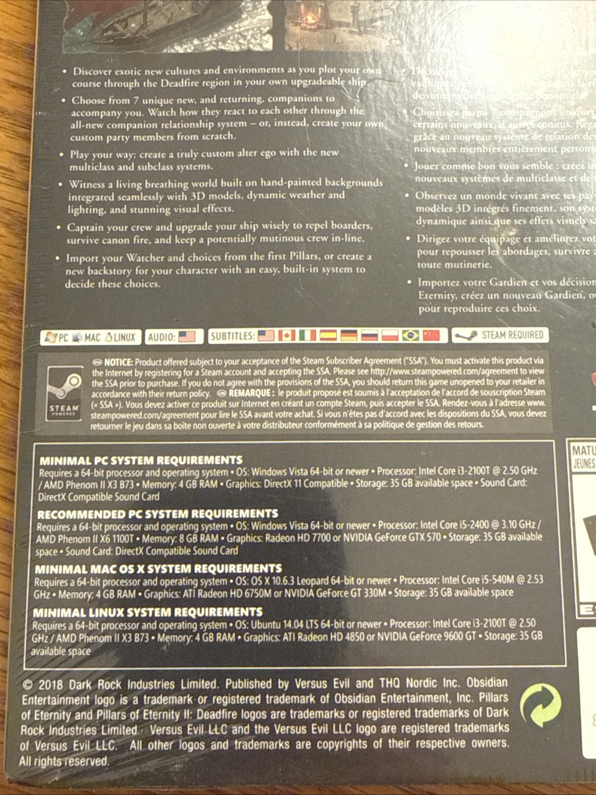 Pillars of Eternity II: Deadfire – Linux / MAC / PC Steam Required NEW SEALED