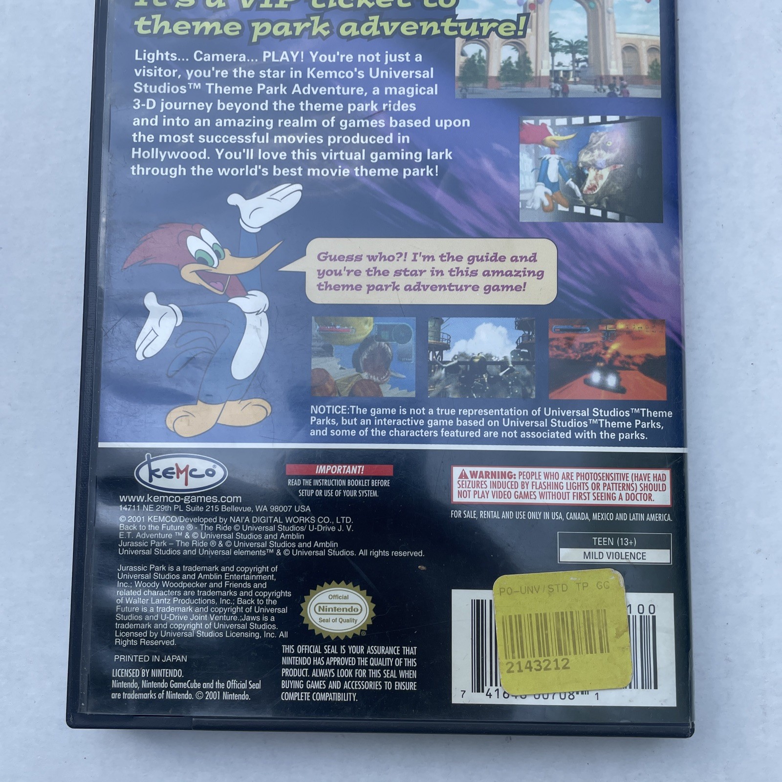 Nintendo Gamecube Universal Studios: Theme Park Adventure Game w/ Manual & Case