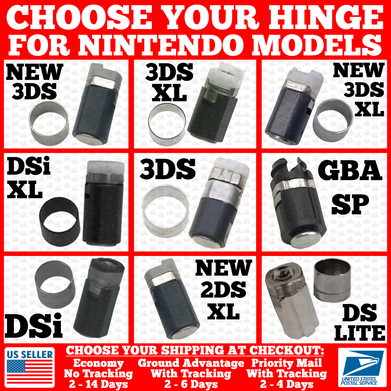 Replacement Hinge/Axle for Nintendo New/3DS/2DS/DSi/XL/LL/DS Lite/GBA SP Ring