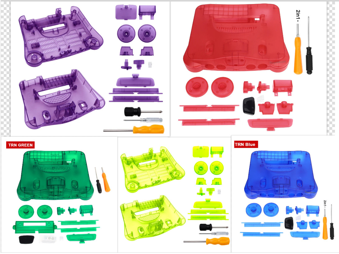 N64 Replacement Translucent Shell Case Housing Nintendo 64 Green Blue Purple Red