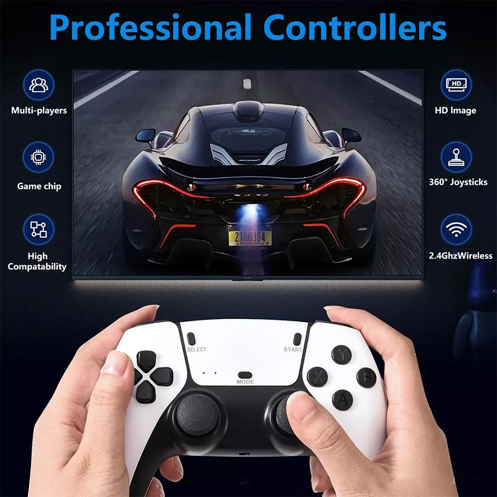 128G HDMI TV Video Game Stick M15 4K Gaming Console Gamepad 2 Pack Controller