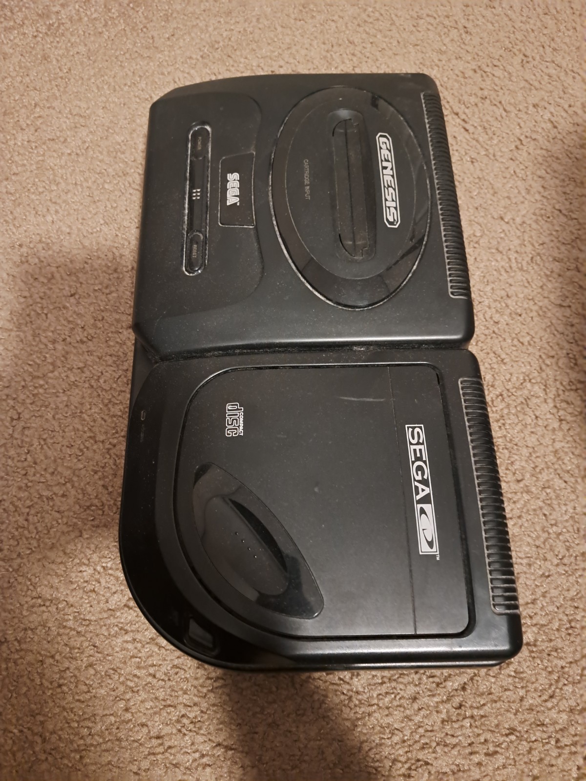Sega Genesis CD Console. Comes with all of the cords, 2 controllers, and 3 games