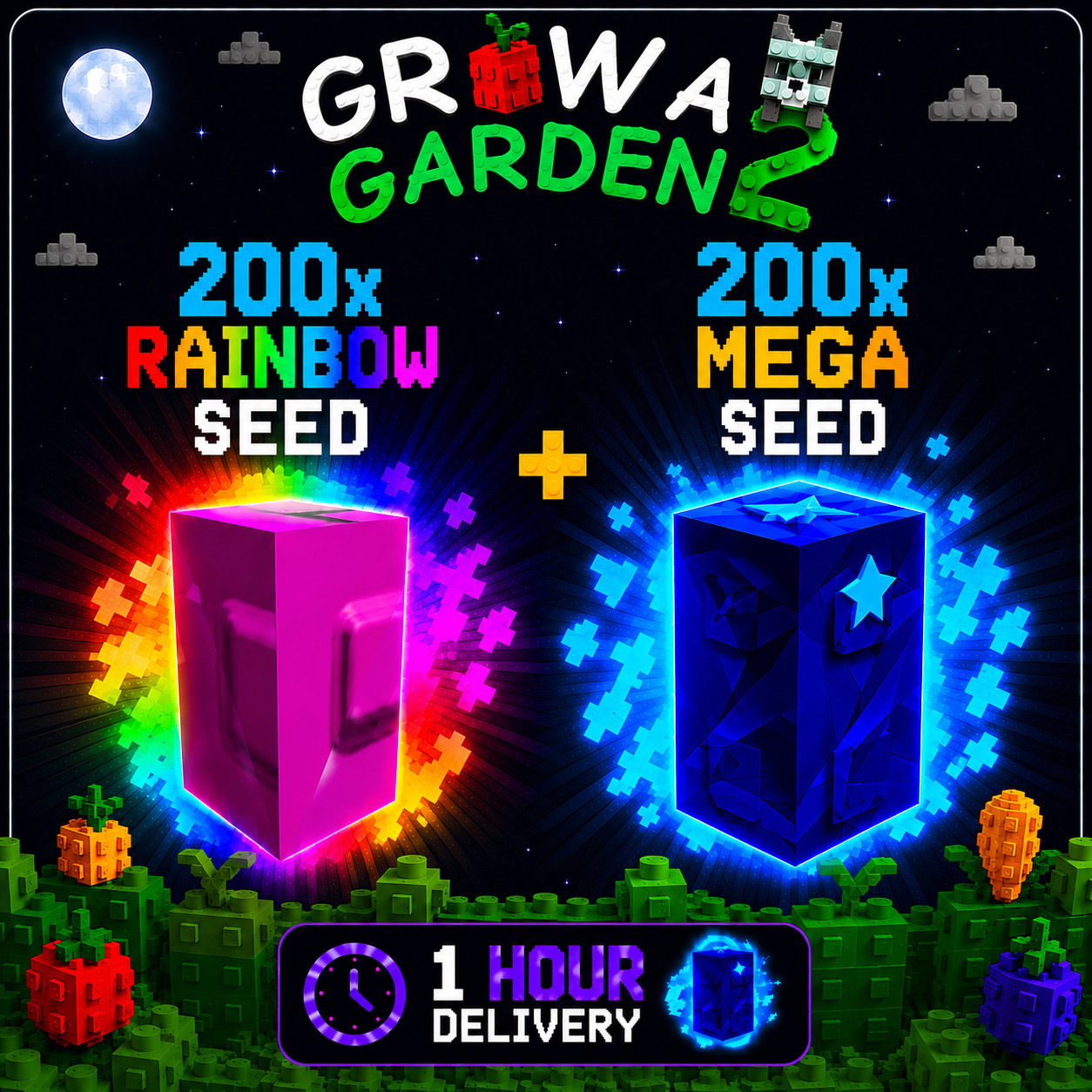 🔥Grow a Garden 2 Roblox✨ 200X Mega Seed + 200X Rainbow Seed | Fast & Easy